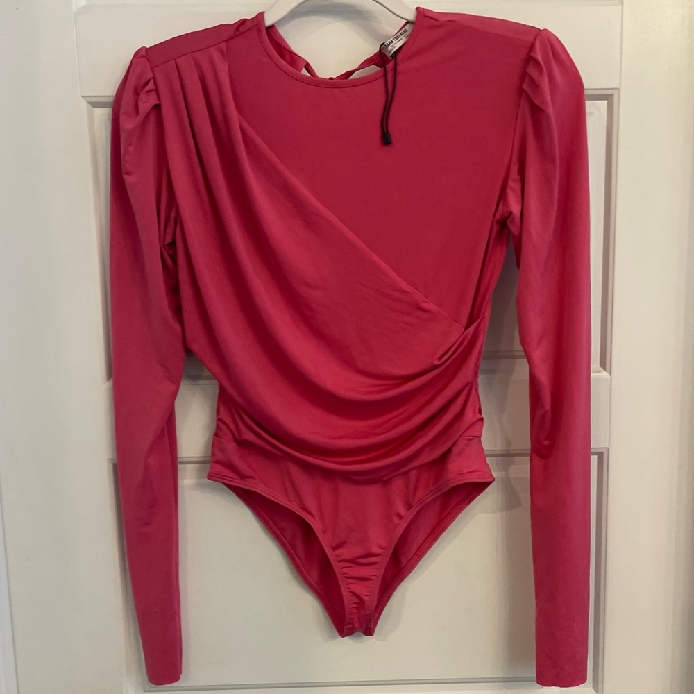 Zara Woman’s Vibrant Spring Fuchsia, Long Sleeve Bodysuit. Small